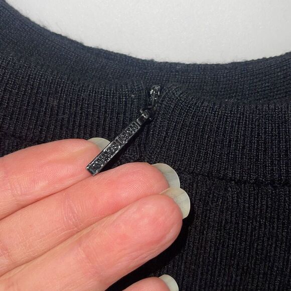 Tory Burch Womens Pony Dot Merino Wool Leopard Gemma Sweater Dress Black Size XS - Picture 7 of 11